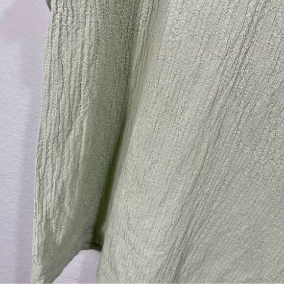 Soft Surroundings Women’s Large Boho Tunic Blouse Sage Green Tassle Short Sleeve - Picture 7 of 10